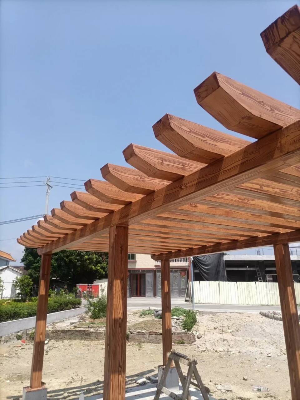 生态复古木纹漆，方钢圆管木纹漆，艺术涂料施工厂家